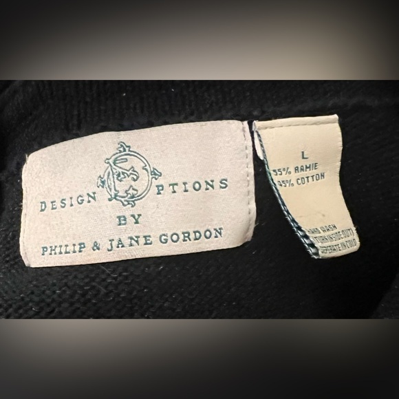 Design Options by PHILIP JANE GORDON Black Wreath Woman's CARDIGAN SWEATER Sz M - Picture 7 of 9
